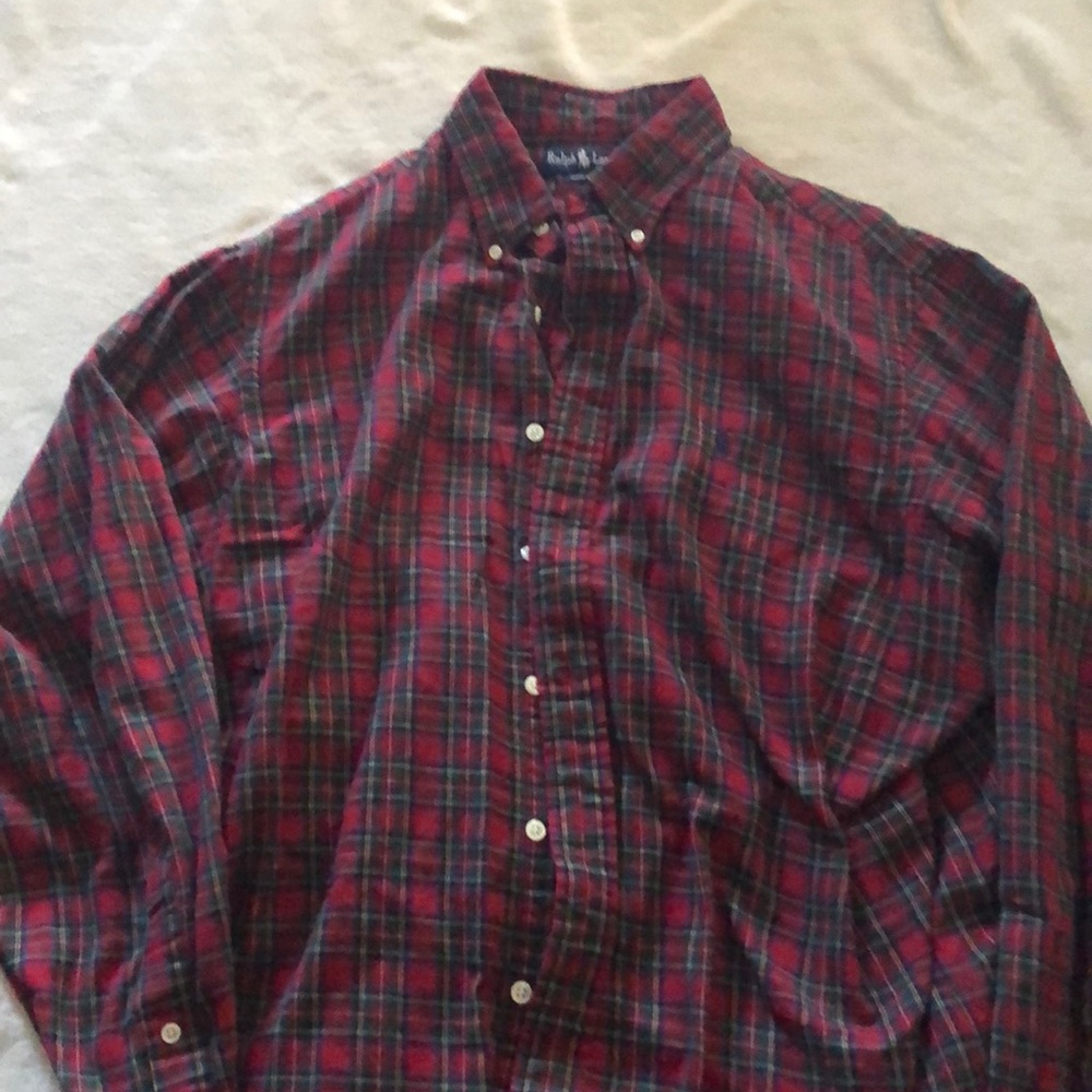 Ralph Lauren Red green plaid size XL LS